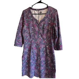 REI Floral Purple Outdoor Active Dress Size M 3/4 Sleeves